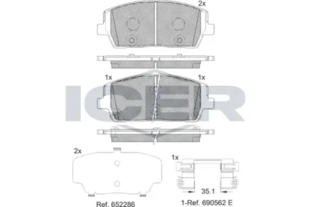 ICER 182378 Колодки торм.передние Hyundai Santa Fe 2.2-2.4 18> Hyundai Palisade 18->