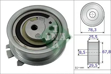 INA 531082510 Натяжной ролик ремня ГРМ Audi A4 IV (B8) (2007-2015) A6 IV (C7) (2011- ), Seat Ibiza V (2008- ), Skoda Rapid III (2012- ), VW Golf VI (2009-2012) Jetta VI (2011- )
