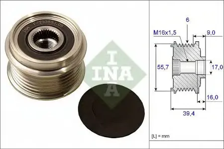 INA 535006010 Шкив генератора Skoda Fabia 1.2 01>, VW Fox 1.2 05>