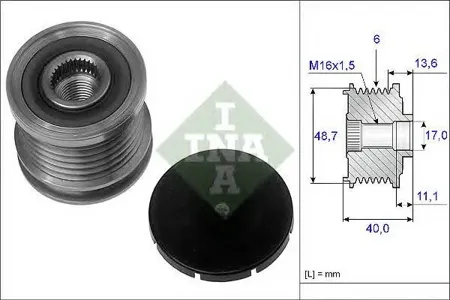 INA 535008510 Шкив генератора Opel Saab 3.0CDTI V6 2001 =>