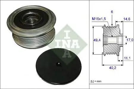 INA 535012410 Шкив генератора Seat Cordoba 1.4TDi 05>, Skoda Fabia 1.4TDi 05>