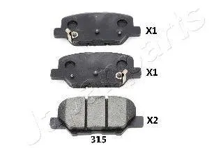 JAPANPARTS PP315AF Колодки торм.задние с антискр. пластинами Mazda 6, Mitsubishi Outlander 2.02.4i 12>