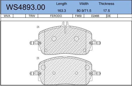 JEENICE WS489300 Колодки торм.передние Mercedes W206X253 21>