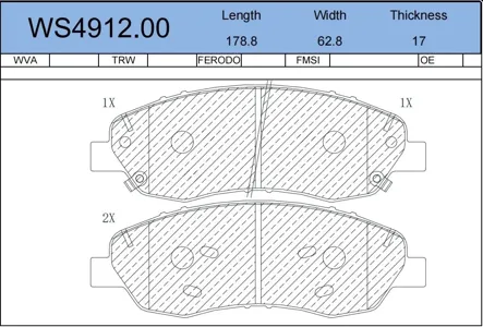 JEENICE WS491200 Колодки торм.передние керамика длина 178,7 Танк 500