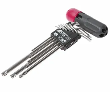 JTC JTC3924 Набор ключей TORX T10Н-Т50H Г-образных с отверстием 9 предметов JTC