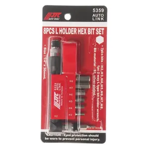 JTC JTC5359 Набор бит 1/4DR 6-гранных HEX 2 3 4 5 6 7 8 с Г-образным держателем 8 предметов JTC