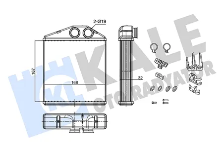 KALE 346690 Радиатор отопителя Opel Corsa C 00- CO Mercedes O C 01- ПАЯНЫЙ (KALE)
