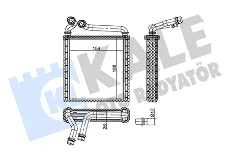 KALE 346745 Радиатор отопителя Skoda Octavia II (2004-2013) VW Golf V (2003-2009) VW Passat VI (2005-2011) VW Passat CC (357) (2008- )