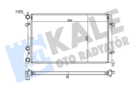 KALE 347520 Радиатор охлаждения VW Jetta (11-) 1.6i2.0i2.5i паяный