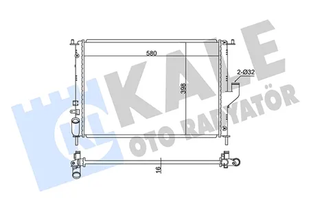 KALE 348685 Радиатор двигателя Lada Renault Largus Logan 08- AC+ паяный