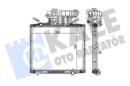 KALE 350260 Радиатор охлаждения MAN TGA (02-)TGS (07-)TGX (07-) паяный с рамкой 765 мм