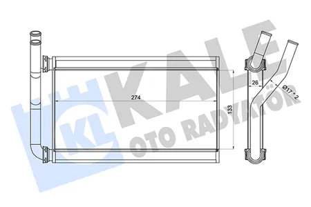 KALE 360850 Радиатор отопителя Mitsubishi Pajero III (99-)IV (06-) паяный