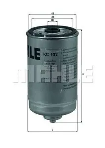 KNECHT/MAHLE KC102 Фильтр топливный со сливом MAN 16.372, Mercedes , SETRA, Neoplan , FENDT