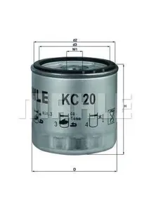 KNECHT/MAHLE KC20 Фильтр топливный Ford Transit 2.4D <86 Bosch -system