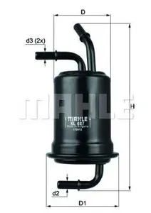 KNECHT/MAHLE KL487 Фильтр топливный Kia Sorento , Carens ,SHUMA 1.5-3.5L 1996=>