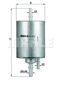 KNECHT/MAHLE KL570 Фильтр топливный Audi A4,A6 1.8T,2.4L,4.2L 2001=> с регулятором давления