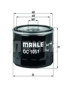 KNECHT/MAHLE OC1051 Фильтр масляный Li AutoLixiang L9 Ford Fiesta 1.4 96>, Mazda 2121 1.251.4 96>