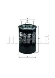 KNECHT/MAHLE OC120 Фильтр масляный VW Taro 1.82.2 89-94, Toyota HiluxHiace 1.6-2.0 <89