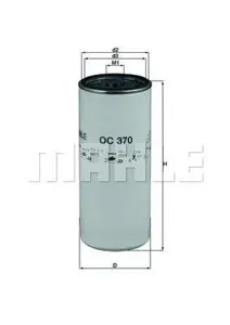 KNECHT/MAHLE OC370 Фильтр масляный Long life H260 D108 Volvo F12 (посл 93 г.)FH12FL712FM791012