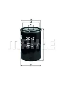 KNECHT/MAHLE OC47 Фильтр масляный H118 D75 Audi 80100A6A4,VW Golf Venta Passat T4 1.0-2.3 80>