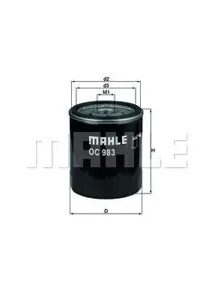 KNECHT/MAHLE OC983 Фильтр масляный Citroen Jumpy 1.6 96>, Fiat Bravo aPuntoTipo 1.4-1.8 93>
