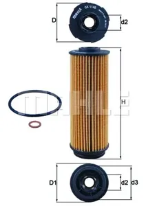 KNECHT/MAHLE OX1146D Фильтр масляный [картридж] BMW 140240340440540 16>