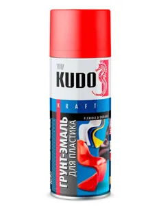 KUDO KU6006 Грунт-эмаль для пластика красный RAL 3020 аэрозоль 520мл KUDO