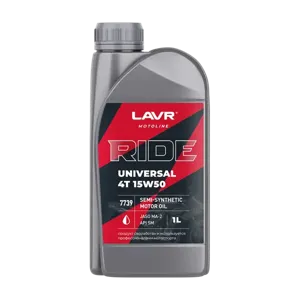 LAVR LN7739 Масло моторное 15W50 MOTO RIDE UNIVERSAL 4Т SM, 1л