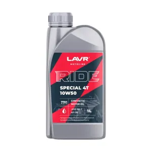 LAVR LN7791 Масло моторное синт. 10W50 MOTO RIDE special 4Т SN, 1л