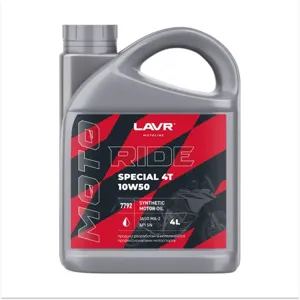 LAVR LN7792 Масло моторное синт. 10W50 MOTO RIDE SPECIAL 4Т SN, 4л