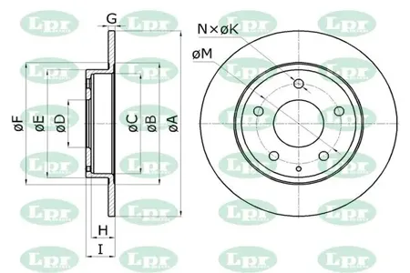 LPR M5042P Диск торм.задний [265x9] 5 отв.