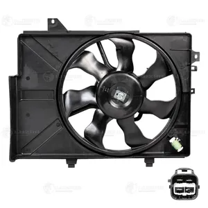 LUZAR LFK0808 Вентилятор охлаждения Hyundai Getz (02-) (с кожухом) АТ AC+