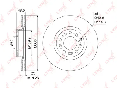 LYNX BN1069 Диск тормозной Mazda 3 2.0 03- Mazda 5 R161718 05- передний вент.