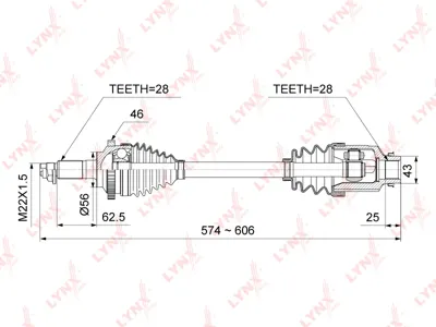 LYNX CD1016A Привод Kia Spectra (94-) колеса переднего правый