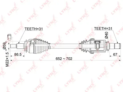 LYNX CD1074 Привод в сборе L Mazda 6(GJ) 2.0-2.5 13-> CX-5 2.0 2WD 11-