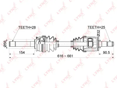 LYNX CD1087 Привод в сборе передний L Mitsubishi Pajero II 2.5D-3.0 94-00 L200(K60K70) 2.5D 96-07 CD-1087