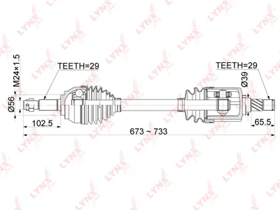 LYNX CD1104 Привод в сборе передний L подходит для Nissan Murano (Z50) 3.5 03-08 CD-1104