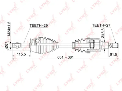 LYNX CD1111 Привод в сборе Nissan Pathfinder Navara 05- передн.