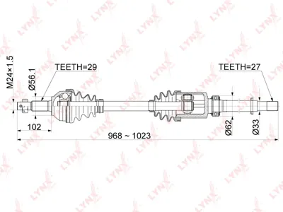 LYNX CD1124 Вал привода Nissan X-Trail передний правый
