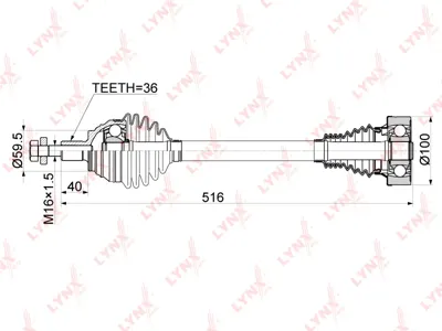 LYNX CD1137 Привод в сборе L Audi A3 1.2 MT 13> Skoda Octavia (5E) 1.2 MT 12> VW Caddy III 1.6-2.0D MT 04-15