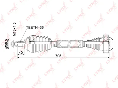 LYNX CD1139 Привод в сборе R Skoda Octavia (1Z5E) 1.4-1.8 09> VW Golf VI-VII 1.4-1.8 09>