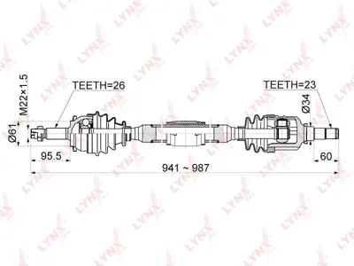 LYNX CD1153 Привод Toyota Corolla (06-) колеса переднего правый
