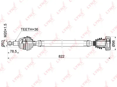 LYNX CD1220 Привод VW Golf 4 (05-) Audi A3 (03-) колеса переднего правый