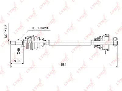 LYNX CD6705 Привод Renault Logan (04-) (1.41.6) колеса переднего левый