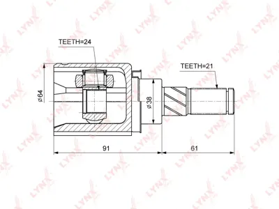 LYNX CI3702 ШРУС Nissan Qashqai I X-Trail T30T31 1.6DCI-2.5 01- зад. нар.