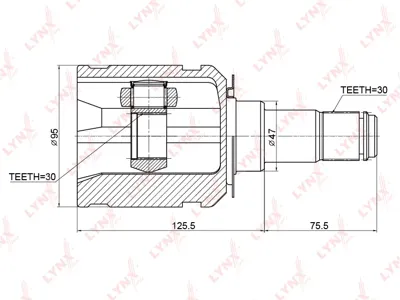 LYNX CI3721 Шрус Toyota Lexus Land Cruiser Prado GX470 02- внутр.