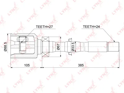 LYNX CI3728 Шрус Toyota RAV4 ACA3# 05-12 Estima GSR5# 06- внутр.