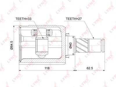 LYNX CI3732 ШРУС Nissan Qashqai 06-13 внутр. лев.