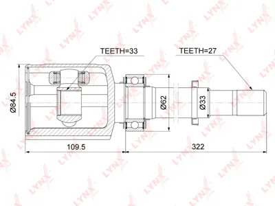 LYNX CI3754 Шрус внутренний Nissan Qashqai