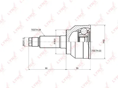 LYNX CO3639 Шрус Mazda 3 I 1.6 03-09 нар.
